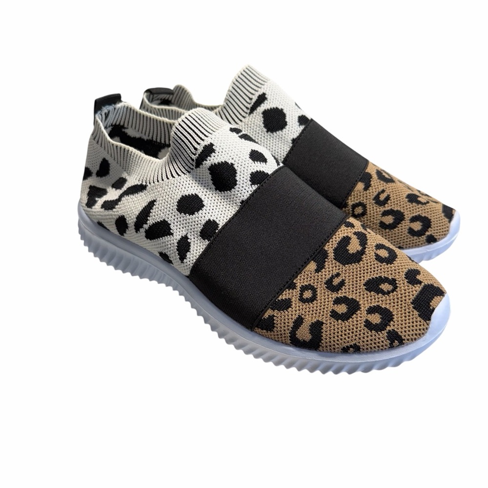 Leopard Print Slip-On Sneakers Women’s 39 8.5 Sporty Athleisure Casual Spring